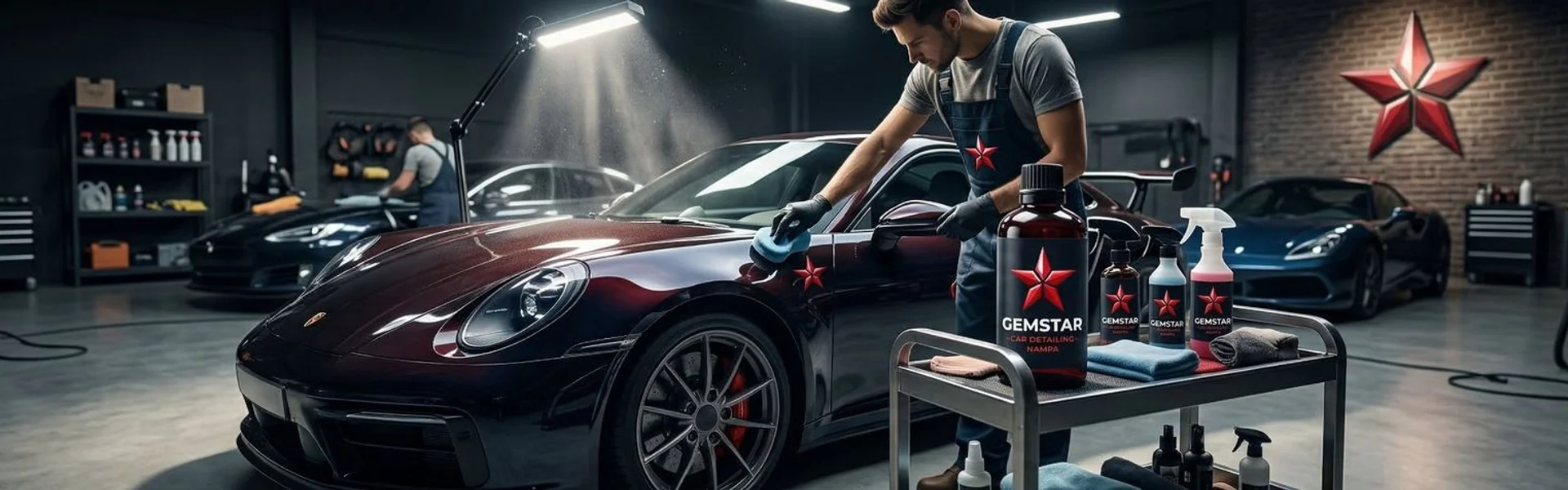 Professional car detailing in action