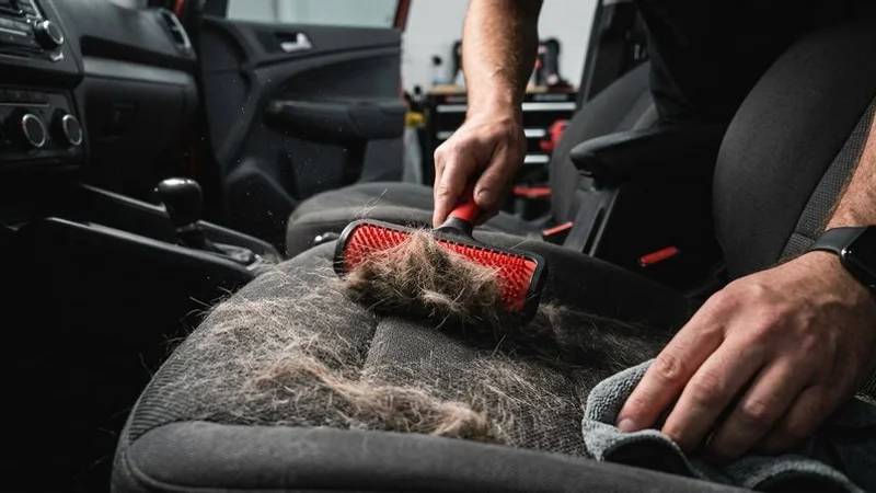 Clean car interior after professional pet hair removal