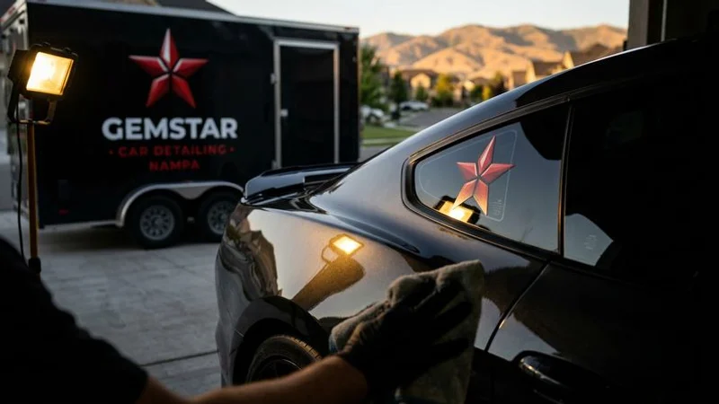 Professional detailing being performed in customer driveway