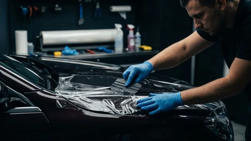 Recently installed PPF curing on vehicle surface