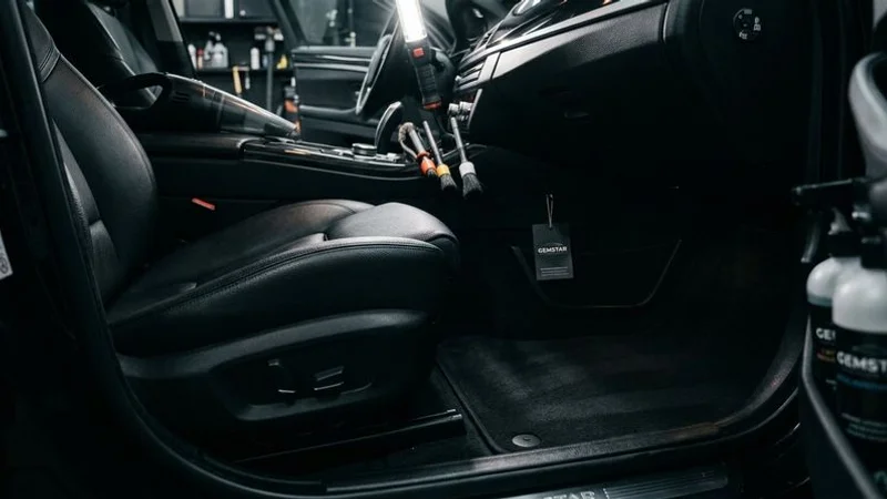 Clean pet-hair-free car interior after professional treatment