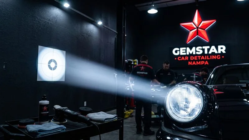 Night driving comparison showing improved visibility with restored headlights