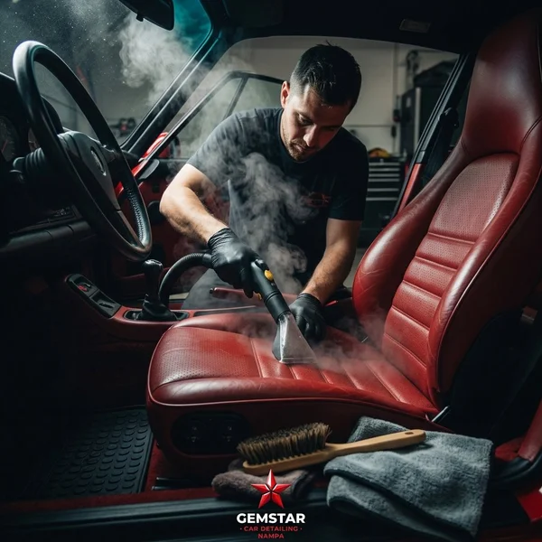 Interior detailing transformation with pristine leather seats