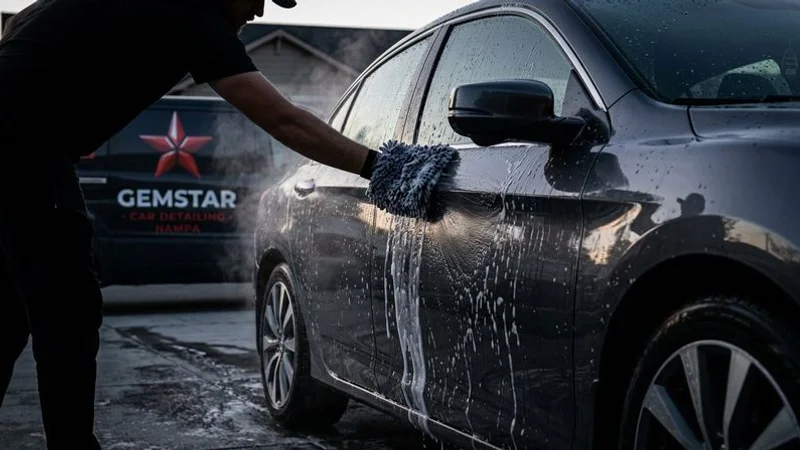 Interior and exterior detail being performed simultaneously on vehicle