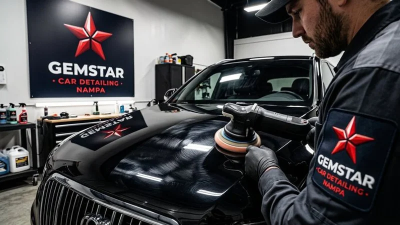 Dual action polisher removing swirl marks and restoring paint clarity