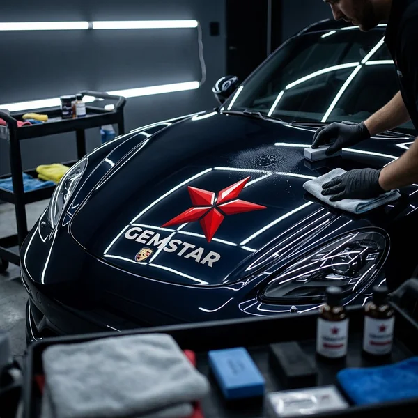 Paint correction results showing swirl mark removal and mirror finish